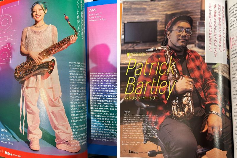Two Syos artists in the Japanese Saxophone Magazine Sax World!