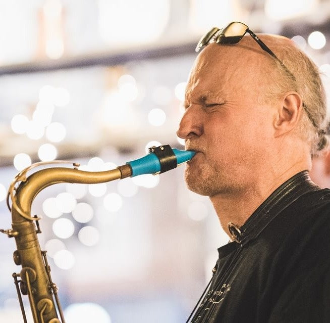 Mornington Lockett plays a Syos saxophone mouthpiece
